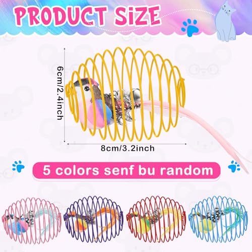 Jecery 5 Pcs Cat Toys Spring,Bird,Multicolor - Image 2