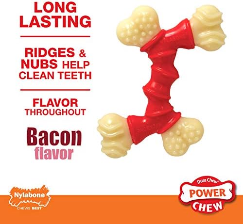 Nylabone Power Chew Double Bone Dog Chew Toy, Bacon Flavor, X-Small - Image 2