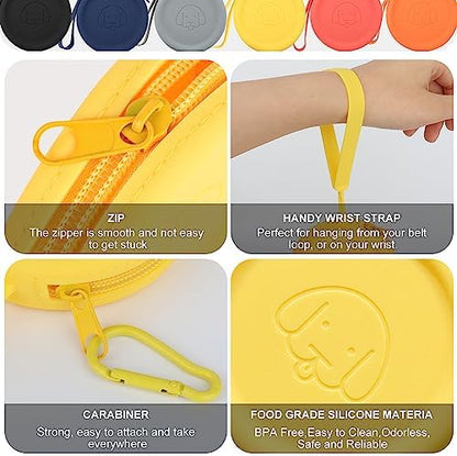 WALLFID Silicone Dog Treat Pouch Small Bag,with Pet Training Clicker,Walking Bag for Dog and Cat, Pocket Size, Easy to Clean, Odorless, Zipper Design,Moisture-Proof,Travel Walking Bag.(Navy Blue) - Image 4