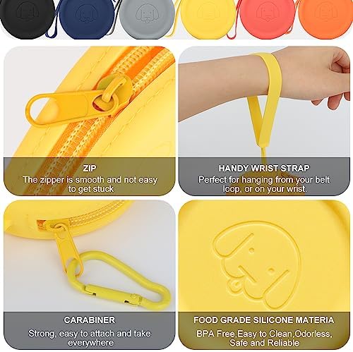WALLFID Silicone Dog Treat Pouch Small Bag,with Pet Training Clicker,Walking Bag for Dog and Cat, Pocket Size, Easy to Clean, Odorless, Zipper Design,Moisture-Proof,Travel Walking Bag.(Yellow) - Image 4