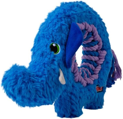 KONG Ringaroos - Interactive Rope Ring Dog Toy with Plush Squeaker - for Fetch, Tug & Cuddle - for Medium Sized Dogs (Blue Elephant)