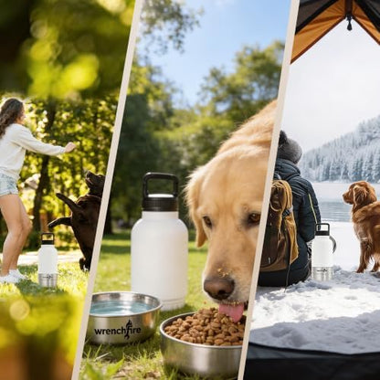 32 oz Instulated Stainless Steel Dog Water Bottle with 2 Detachable Bowls,Portable Cat Travel Dispenser with Brush for Walking Hiking Camping,Black - Image 7