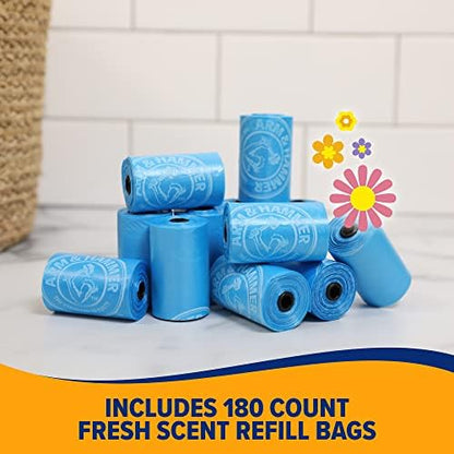 Arm & Hammer Durable Disposable Dog And Cat Waste Bags With Activated Baking Soda, 180 Dog Poop Bags, 9 x 14 Inches, Blue (Pack of 2) - Image 3