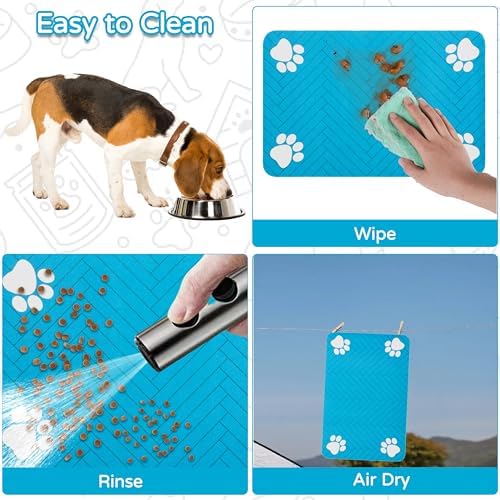 Dog Cat Food Mat, Absorbent Pet Feeding Mat for Food and Water Bowl - Image 7