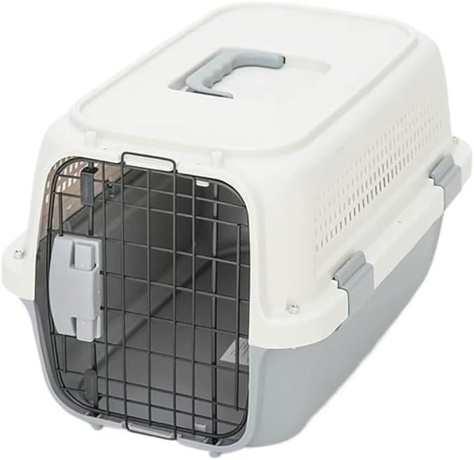 Cat and Dog Bags Pet Air Box with Skylight Pet Checked Box Outing Portable Box Cat Cage Dog Car Transport Box Air Box Pet Travel Bags(G,A)