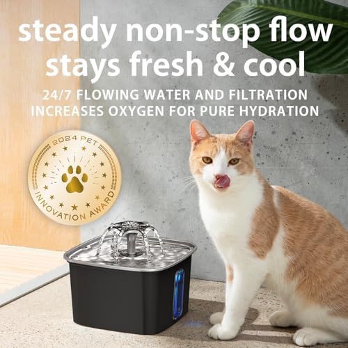 Veken Innovation Award Winner Stainless Steel Cat Water Fountain, 108oz - Image 5