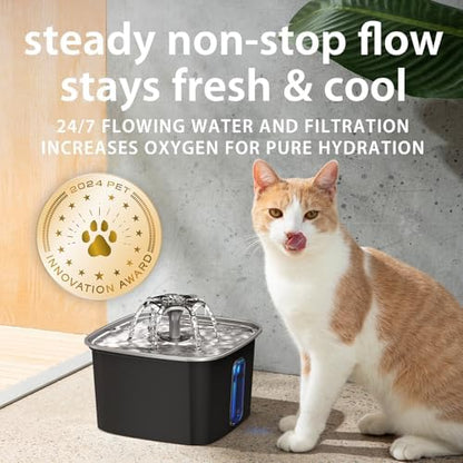 Veken Innovation Award Winner Stainless Steel Cat Water Fountain, 108oz - Image 5