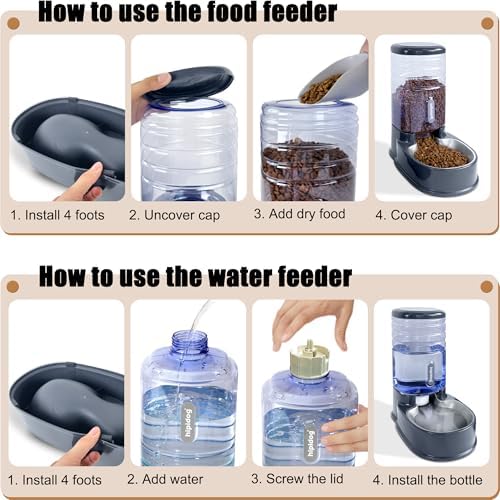 Stainless Steel Automatic Pet Feeder for Small&Medium Pets Automatic Food Feeder and Waterer Stainless Steel Bowls Set 3.8 L, Travel Supply Feeder and Water Dispenser for Dogs Cats Pets Animals - Image 6