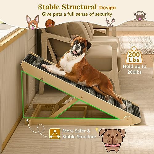 REONEY Dog Ramp, Portable Pet Ramp with 7 Adjustable Heights 11" to 26.6" - Image 3