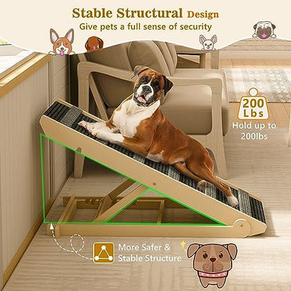 REONEY Dog Ramp, Portable Pet Ramp with 7 Adjustable Heights 11" to 26.6" - Image 3