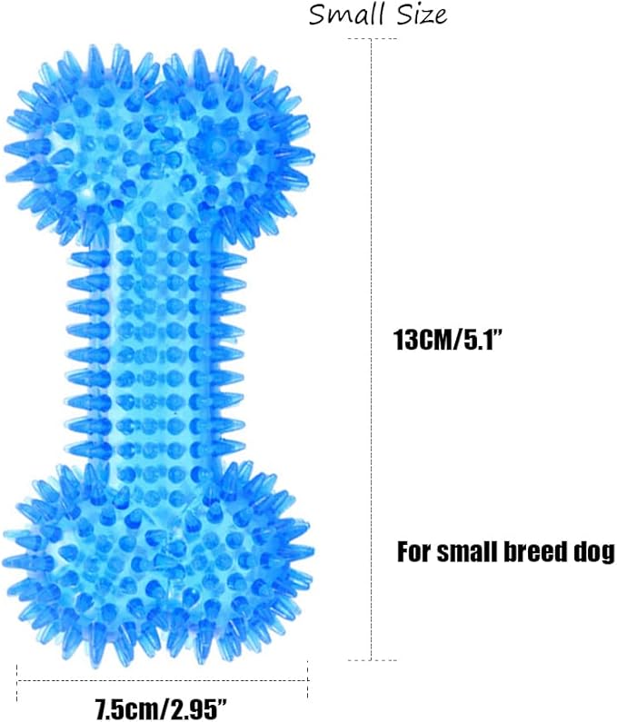 Dog Squeaky Bone Chew Toy for Aggressive Chewers,Durable Dog Rubber Bone Toy Dogs Teeth Cleaning and Training (Blue Small)