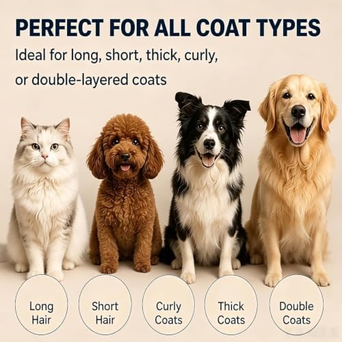 Dematting Comb for Dogs and Cats, Undercoat Pet Brush for Long Hair, Deshedding Brush for Dog Removes Tangles Knots and Loose Fur, 2-In-1 Double Tooth Comb Undercoat Rake Dog Brush - Image 5