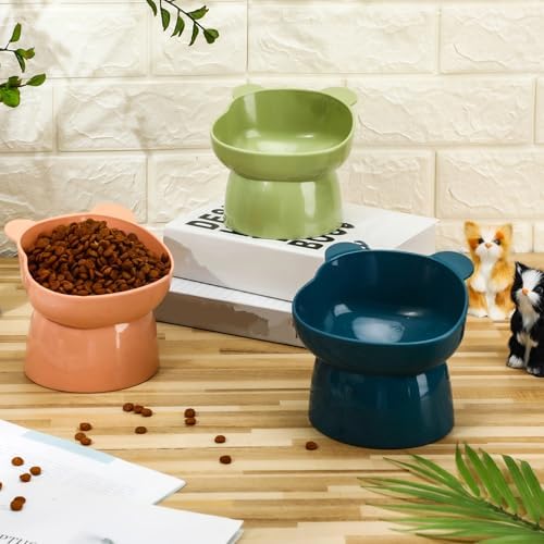 Hsei 6 Pcs Raised Cat Bowls Tilted Anti Vomit Pet Feeder, Cute Color - Image 6
