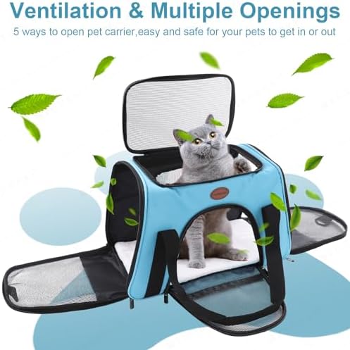 Cat Carrier Dog Carrier Pet Carriers for Medium Small Cats Dogs Puppies up to 25 Lbs,TSA Airline Approved Small Dog Cat Carriers Soft Sided,Collapsible Travel Puppy Carrier (Blue, Large) - Image 4