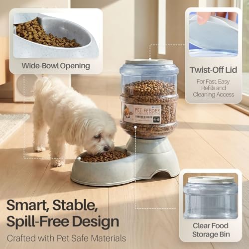 Flexzion Gravity Pet Feeder, Dog and Cat Food Dispenser, 1-Gallon Capacity - Image 7