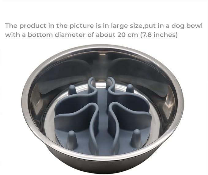 Slow Feeder Insert for Dogs & Cats, 3 Sizes Food-Grade Silicone Anti-Choking Puzzle Feeder, Non-Slip Suction Cup Design, Fits Most Bowls, Bloat Stop Pet Feeding Solution