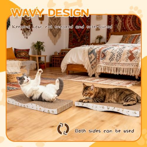 PatiencET Cat Scratch Pad 2 Pack, Waved Cardboard Cat Scratcher - Image 4