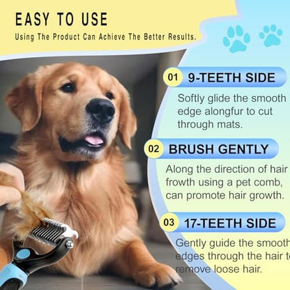 Dog Grooming Rake, Dog Brush for Shedding for Dogs and Cats - Image 2