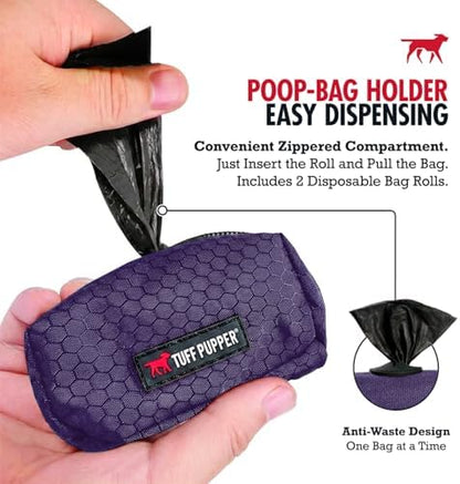 Tuff Pupper Dog Poop Bag Holder | Works with Any Dog Leash | Zippered Waste Bag Dispenser | Waterproof with Rust-Proof Clip | Convenient Lightweight Design | Includes 2 Rolls of Leak-Proof Bags - Image 3