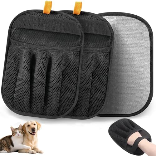 2 Packs Upgraded Pet Hair Removal Gloves for Dogs & Cats, Thickened Electrostatic Pet Hair Remover Gloves, Reusable Magic Brush Pet Hair Remover Tool for Couch, Carpet, Car Seat(Black) by ddoutot