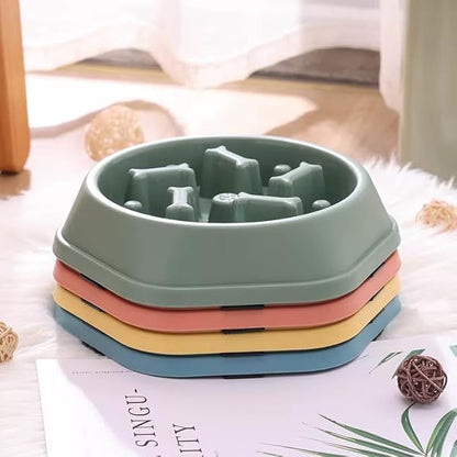Slow Feeder Anti Gulp Easy Digestion Feeder Bowl (Pink, Medium)