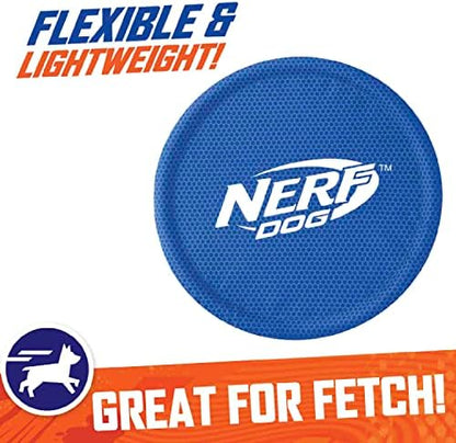 Nerf Dog Nylon Flyer Dog Toy, Flying Disc, Lightweight, Durable and Water Resistant, Great for Beach and Pool, 9 inch diameter, for Medium/Large Breeds, Single Unit, Blue - Image 3