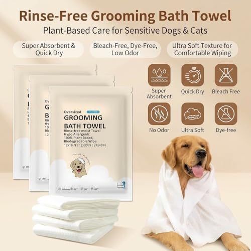 Toner Depot XL Pet Grooming Bath Wipes, Huge Rinse-Free Towels for Cleaning and Deodorizing Plant-Based Hypoallergenic Wipes for Dogs and Cats, 3 Pack (XXL 24x48) - Image 3