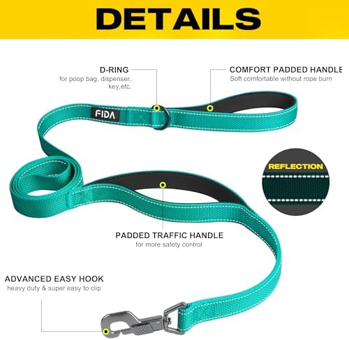 Fida Heavy Duty Dog Leash for Medium Large Dogs, 5 FT, Dual Padded Handles - Image 2