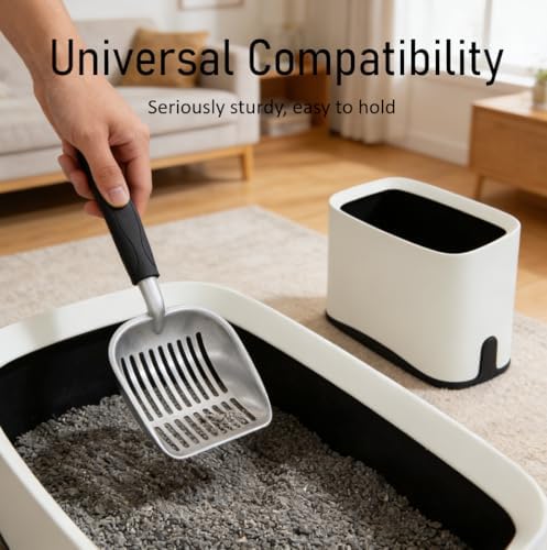 Heavy Duty Cat Litter Scoop with Holder - All Metal Cat Litter Scooper with Holder - Speed Sifter Litter Box Scooper Captures All Clumps - Aluminum Cats Litter Scooper - Image 5