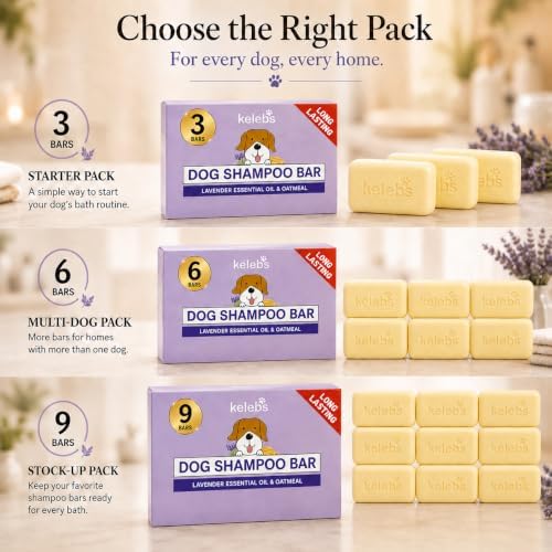 Kelebs Dog Shampoo | Allergies and itching | Dog Shampoo for Sensitive Skin | All Natural Dog Soap Bar with Lavender Oil & Oatmeal | Puppy Shampoo | No Plastic Vegan | 3PCS - Image 2