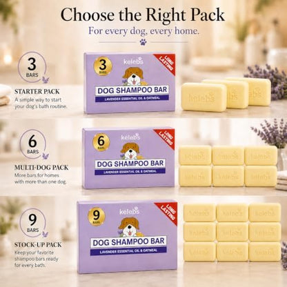 Kelebs Dog Shampoo | Allergies and itching | Dog Shampoo for Sensitive Skin | All Natural Dog Soap Bar with Lavender Oil & Oatmeal | Puppy Shampoo | No Plastic Vegan | 3PCS - Image 2