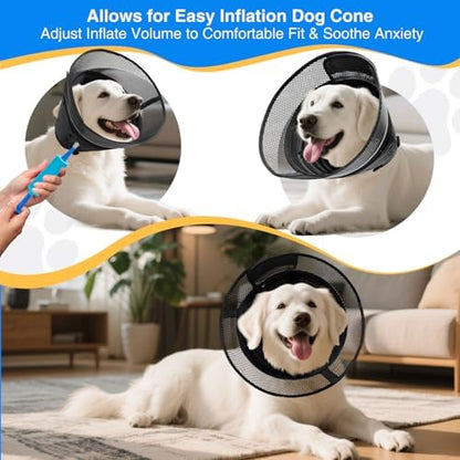 Inflatable Soft Dog Cone Collar,Breathable Elizabethan Pet Recovery Collar - Image 4