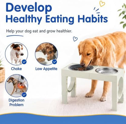 XIAZ Elevated Dog Bowls Large Breed Raised Dogs Bowl Stand Large/Medium Sized Dog Slow Feeder Dogs Bowls Food Water Stands 5 Heights Adjustable 9/11/12/14in Pet Feeder Dish Station - Image 4
