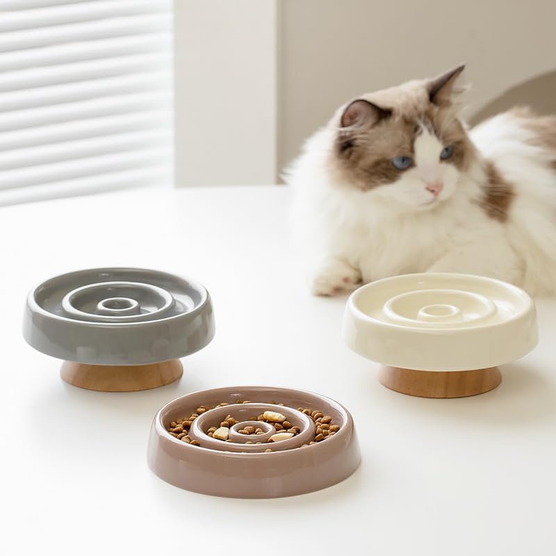Elevated Cat Bowls Ceramic Slow Feeder with Stand for Cats - Image 5