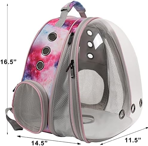 Front Expandable Cat Backpack Carrier, Fit up to 20 lbs, Space Capsule Astronaut Bubble Window Backpack for Large Fat Cat and Small Puppy, Galaxy Pink Print - Image 2