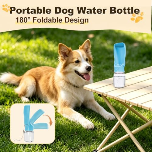 Foldable Dog Water Bottle, 12 oz Leak Proof Portable Dispenser (Blue) - Image 4