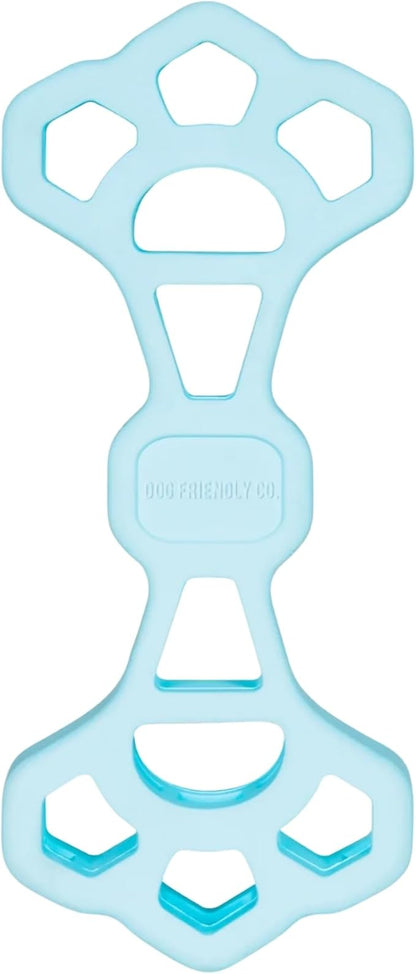 Dog Friendly Co Byte Bone | Tug of War Dog Toy | Chew, Tug & Fetch | Made from Heavy-Duty Rubber for Aggressive Chewers | Interactive Play | Keeps Dogs Active, Strong & Engaged | Blue | 1 Count