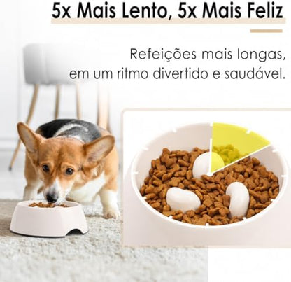 SUPERDESIGN Slow Feeder Dog Bowl Cat Bowl 1/2 Cup Slow Feeding Dog Bowl for Small Medium Breed Anti Gulping Healthy Eating Interactive Bloat Stop Fun Alternative Non Slip Puzzle Dog Food Bowl, White - Image 3