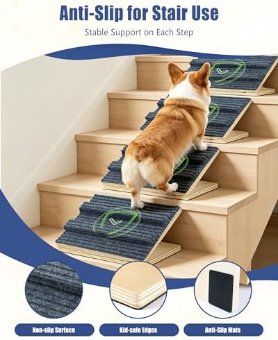 Dog Ramp for Stairs for Small Dogs Up to 40 lbs - Adjustable Dog Stair Ramp with Non-Slip Carpet, Foldable Pet Ramp for Indoor Stairs, Senior Dogs, Puppies, Short-Legged Breeds, Bed, Sofa (3-Pack) - Image 6