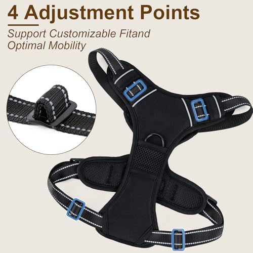 No Pull Dog Harness, Adjustable Reflective Front Clip Pet Vest with Easy Control Handle for Medium Large Dogs (Orange,M) - Image 4