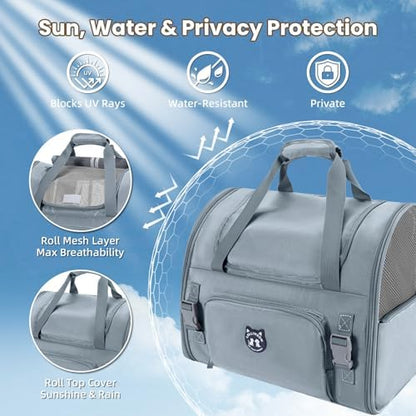 Lollimeow Expandable Cat Carrier Backpack for Large Cats - Airline Approved Pet Carrier Backpack for Small Dogs, Hiking & Travel, Waterproof with Breathable Mesh, 22lbs Capacity (Light Grey, Large) - Image 4