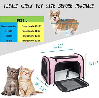 Soft Sided Carrier for Small Medium Cats Dogs,Removable Pad Collapsible Travel Pet Carrier Large Pink - Image 4