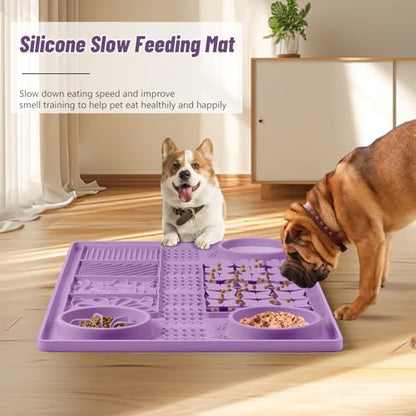 Silicone Lick Mat for Dogs 32"x 20" Large Slow Feeder Mat, Purple - Image 7