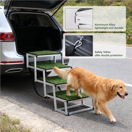 Dog Stairs for Car,Portable Pet Stairs for Large/Small Dogs with Non-Slip Surface & Reinforced Design,Dog Ramp for Car SUV, Truck, Sofas, Bed,Lightweight Yet Sturdy Supports Up to 250lbs (Green) - Image 5