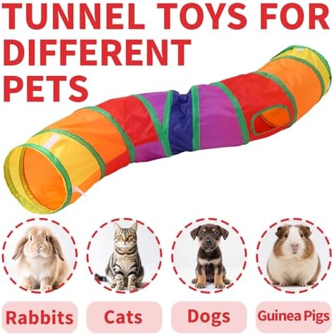 Pet Cat Tunnel, S-Shape Tunnels for Indoor Cats, Collapsible Pet Tunnel for Kitten, Puppy, Rabbit, 25cm-Wide Tunnels, Durable & Breathable, with Peek Hole Toy Ball - Image 2