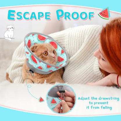Cat Cone Collar Soft to Stop Licking, Adjustable, Foldable Lightweight Kitten Cones After Surgery Recovery for Cats & Kittens, Cat Cone Alternative, Easy Eating (Blue, M) - Image 6