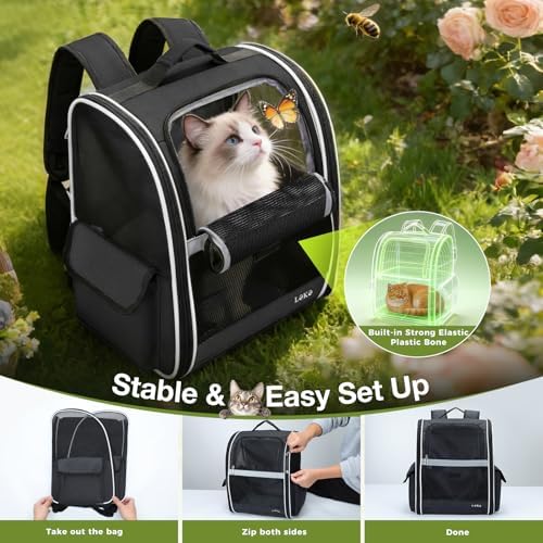 Lekereise Dog Carrier Backpack for Small Medium Dogs Cats up to 18 lbs, Breathable Pet Backpack Carrier with 3 Entrances, Collapsible Cat Backpack Carrier, Travel Hiking Puppy Backpack - Image 6