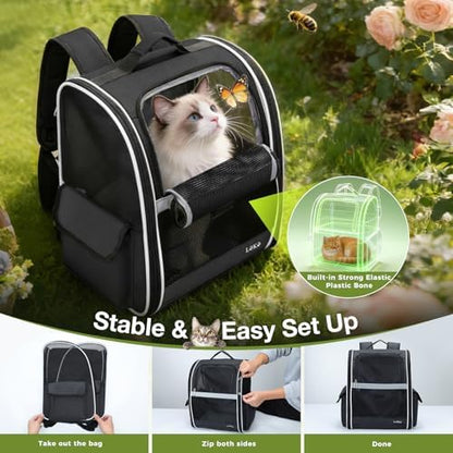 Lekereise Dog Carrier Backpack for Small Medium Dogs Cats up to 18 lbs, Breathable Pet Backpack Carrier with 3 Entrances, Collapsible Cat Backpack Carrier, Travel Hiking Puppy Backpack - Image 6