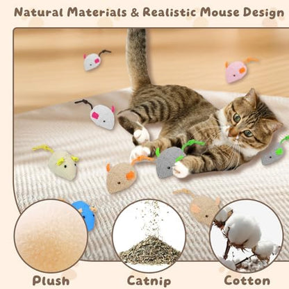 20PCS Cat Catnip Mice Toys, Mouse Toys for Cats, Interactive, Encourages Agility, Coordination, for Indoor Cats and Kittens, Cat Chew Toy for Exercise for Pet Cat Kitten Kitty - Image 3