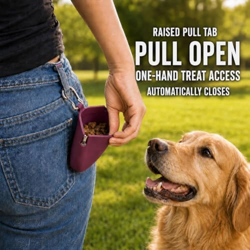 1 Cup Silicone Dog Treat Pouch, Dog Training Treat Bag, Burgundy - Image 2